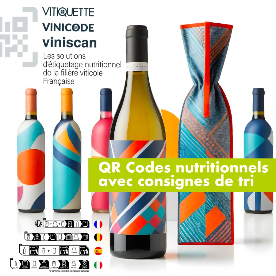 QR Code sur les bouteilles de vin : nutritionnel ingrédients et consigne de tri